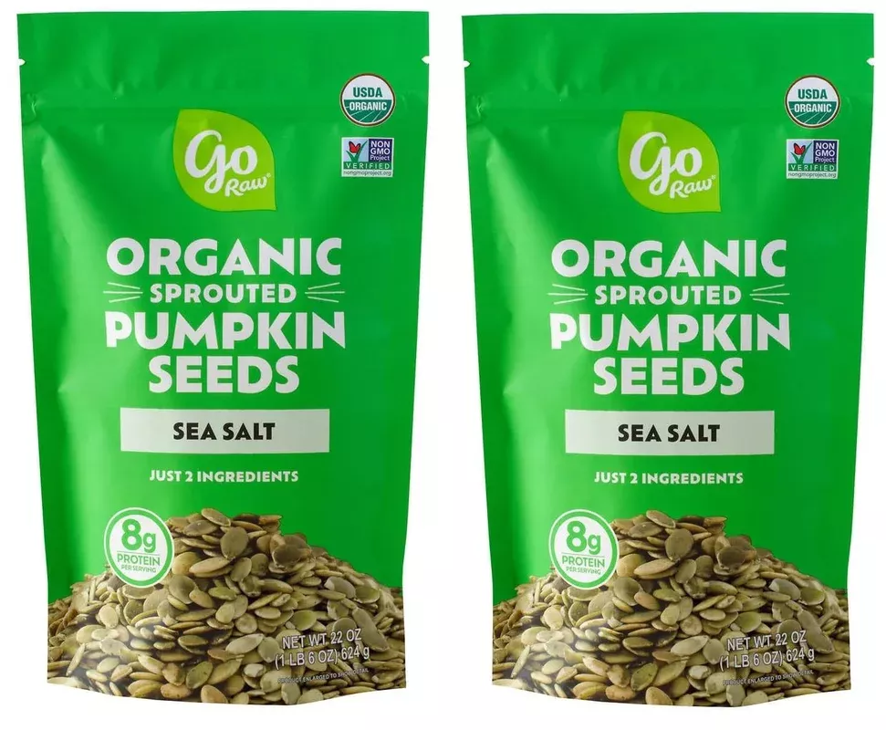 (2 Bags) Sprouted Organic Pumpkin Seeds With Sea Salt, 22 Ounce, 1.4 Lbs
