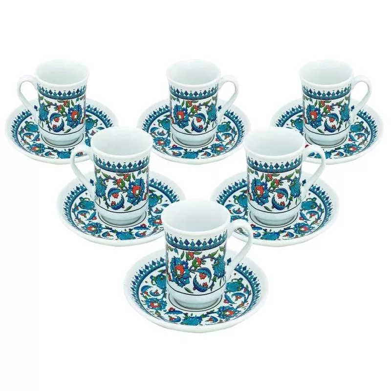 Acar | Turkish Coffee Set of Six – Porcelain – Topkapi – White