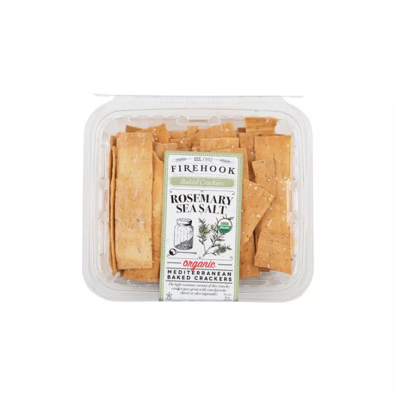 [Best Before: 12/26/2025] Firehook Organic Rosemary Sea Salt Baked Crackers, 8 oz
