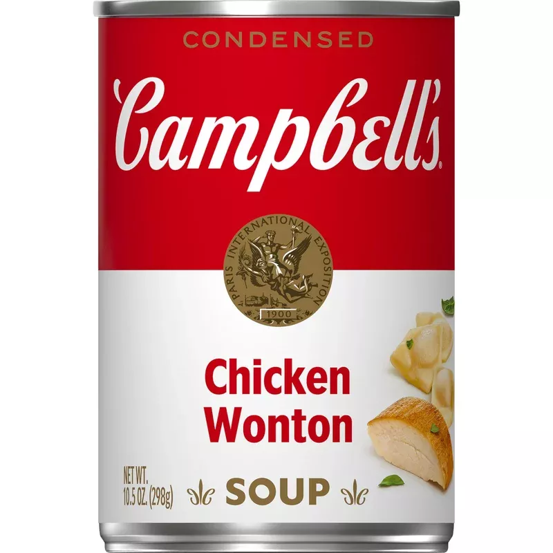 Campbell’s Condensed Chicken Wonton Soup, 10.5 oz Can – Delicious Asian-Inspired Flavor, Perfect for Quick Meals or Snacks