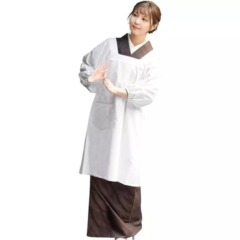 [KIMONOMACHI] Original Japanese Kappogi ApronWhite, 85 cm / 100 cm Length, Plain and Stylish
