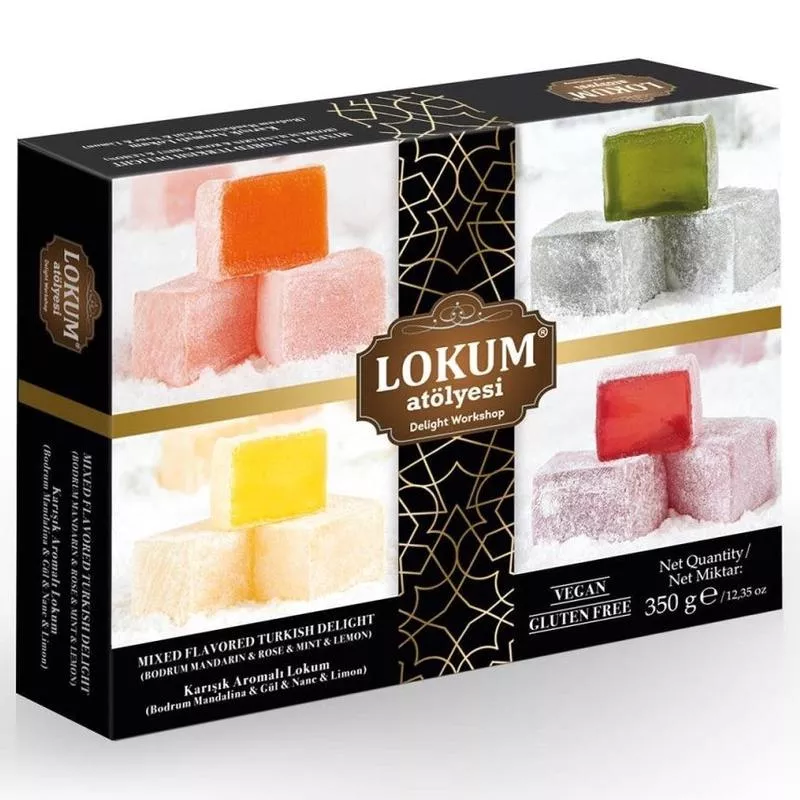 Lokum Atolyesi | Mixed Flavored Turkish Delight (Bodrum Tangerine & Rose & Mint)