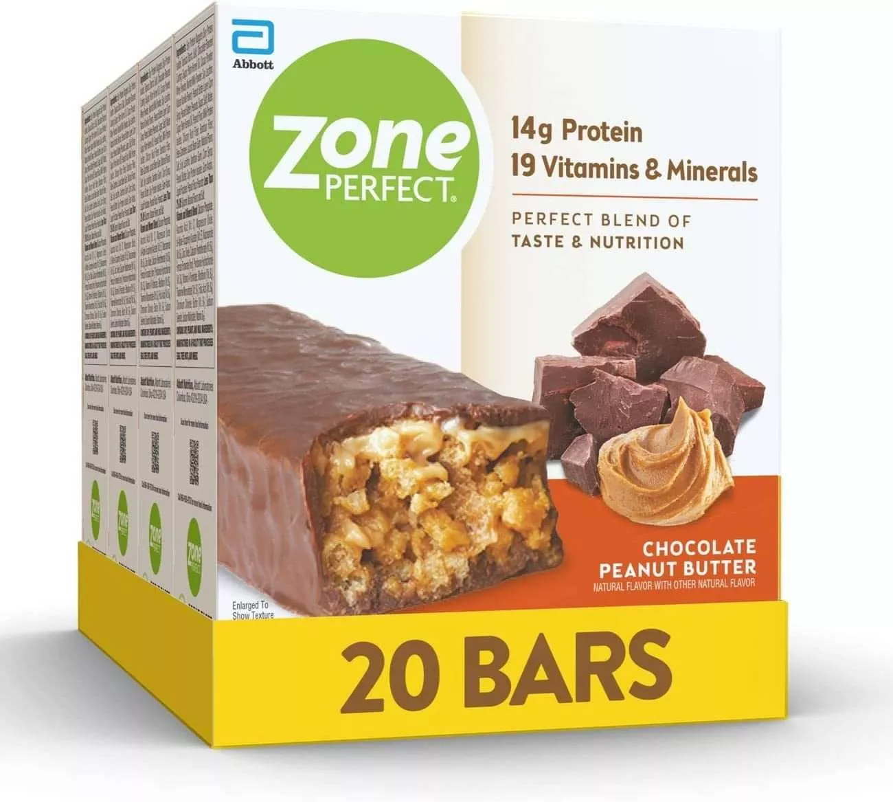 ZonePerfect Protein Bars, 19 Vitamins & Minerals, 14g Protein, Nutritious Snack Bar, Chocolate Peanut Butter, 20 Count