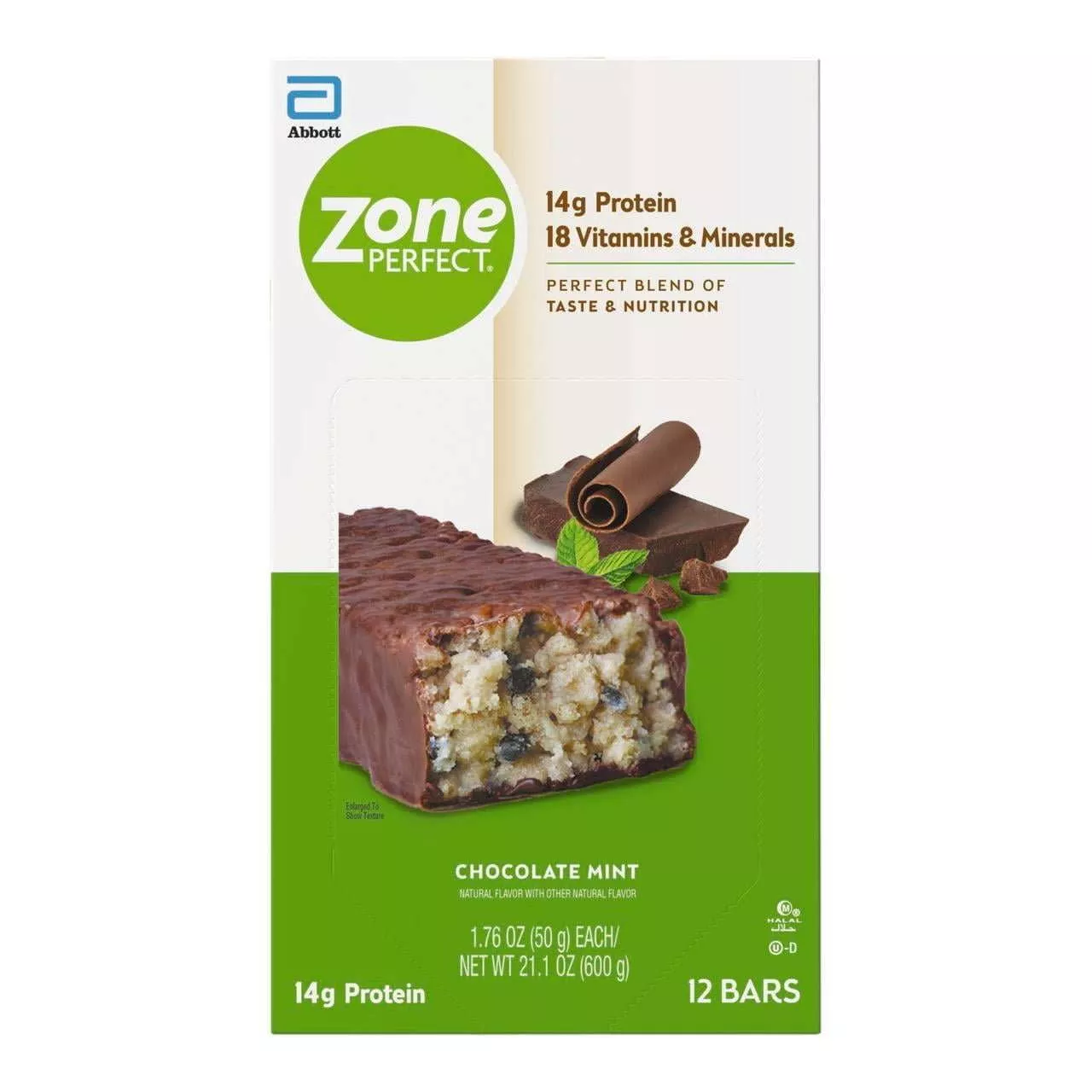 ZonePerfect Protein Bars, Snack For Breakfast or Lunch, Chocolate Mint, 12 Count