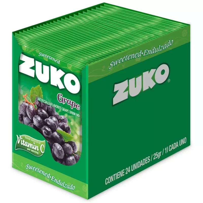 Zuko Grape, On The Go Powder Drink Mix, 2 Packs Of 24 Single Servings (0.9 Oz Each) – 48 Total