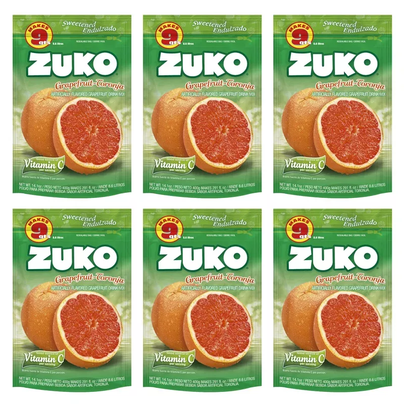 Zuko Grapefruit Instant Powder Drink | Family Pack | No Sugar Needed | Vitamin C | 14.1 Ounce (Pack of 6)