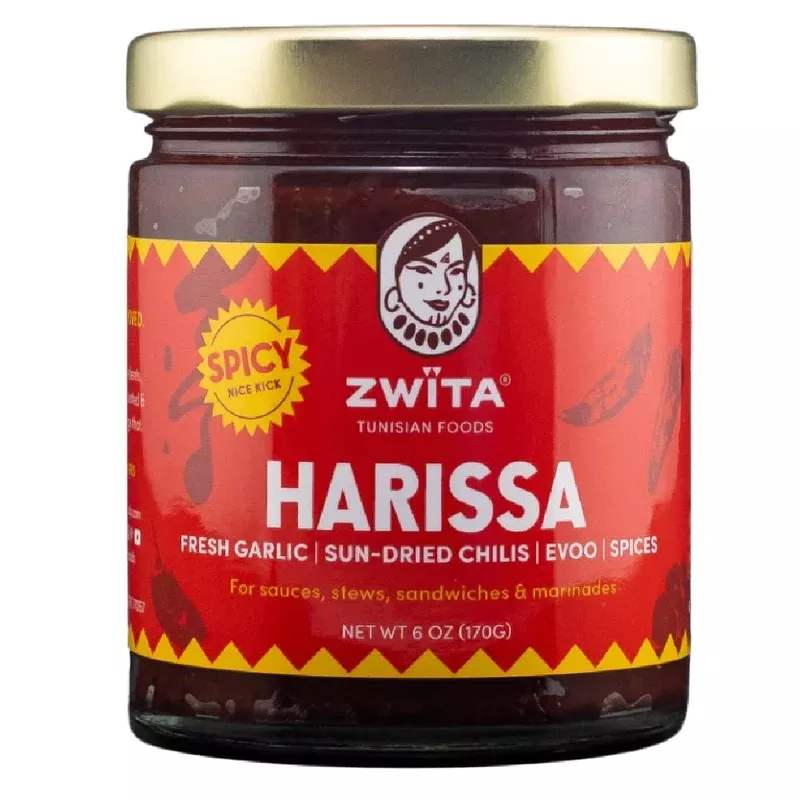 Zwita Spicy Harissa 6Oz | Tunisian Thick Sun Dried Chili Paste | Spicy Yet Doesnt Overwhelm Flavor | Harissa Paste | Sun Dried C